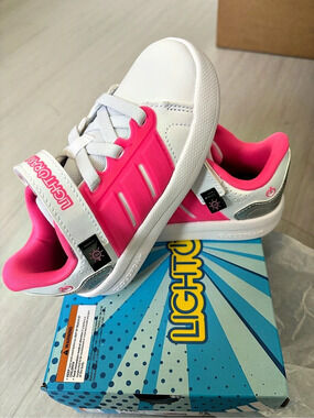 Light Lightorama Court EL C Kids Sneakers White & Pink US 11K NWT